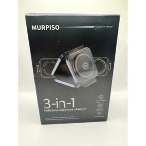 MURPISO 3-in-1 Foldable Wireless Charger for iPhone Apple Watch AirPods Black